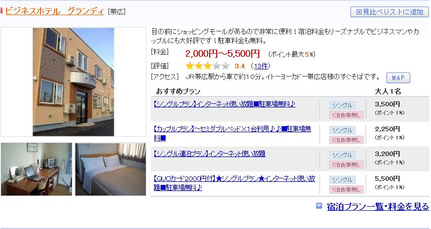 ビジネスホテル　グランディ